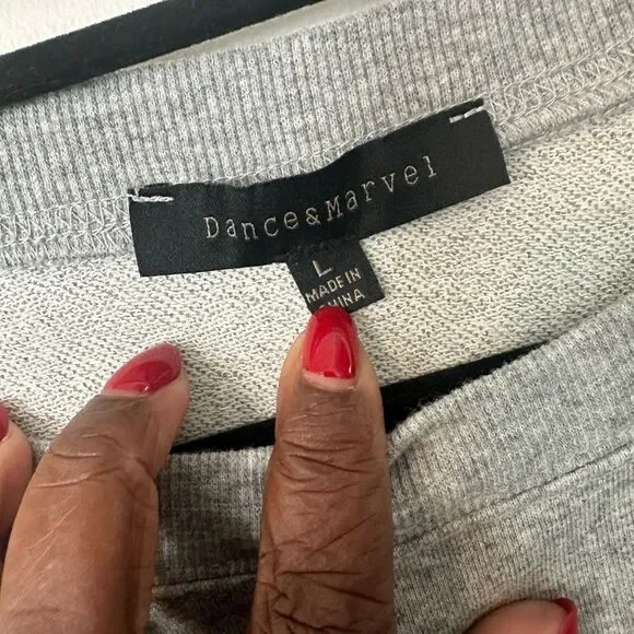 Gray Sweatshirt with Denim Sleeves - Picture 6 of 6